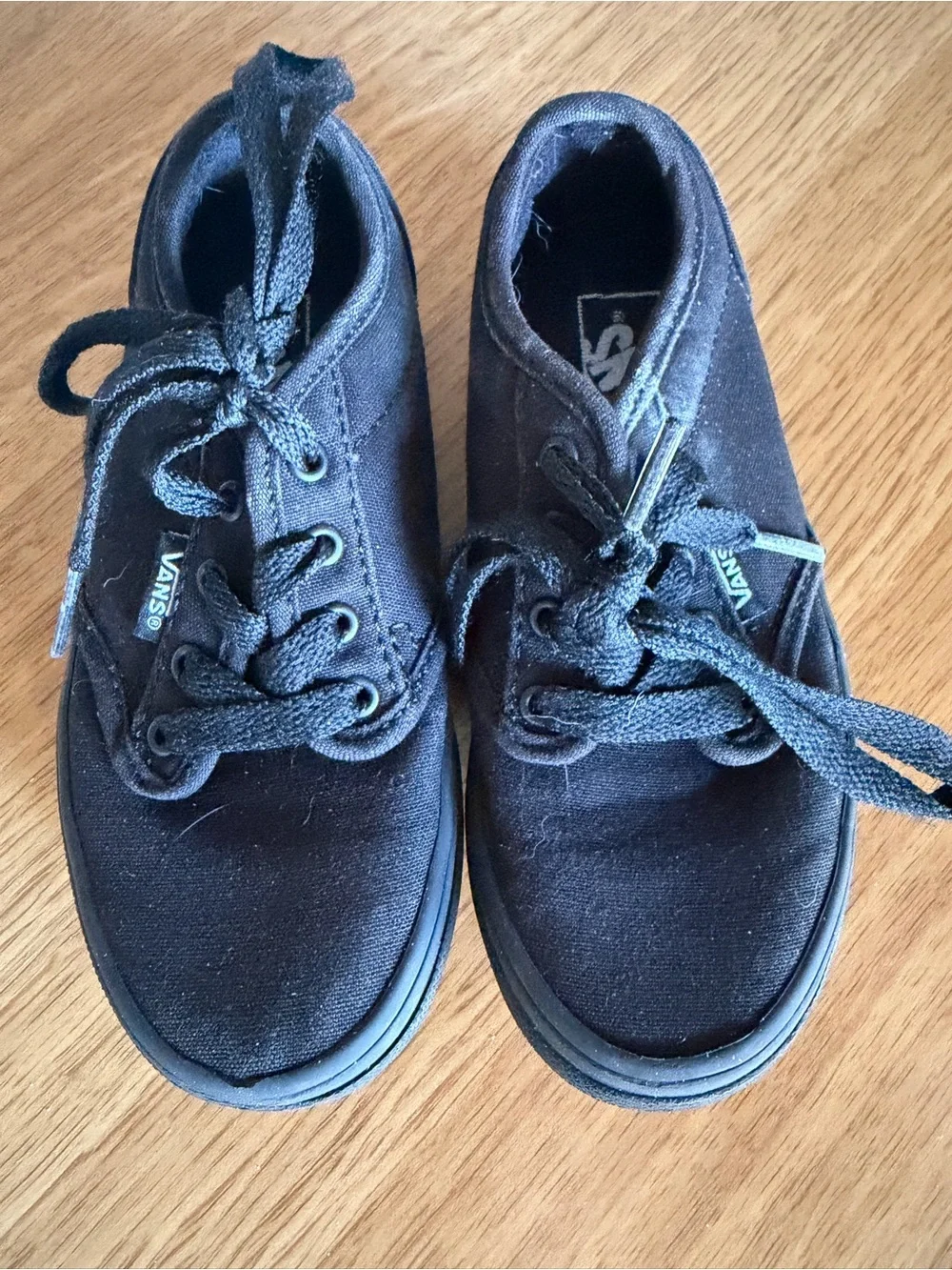Vans Black Canvas Low Top Lace Up Sneakers Youth Size 12